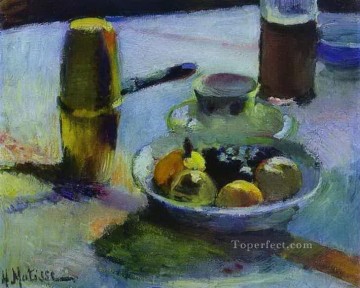 Modern Still Life Decor Painting - Fruit and Coffee Pot 1899 abstract fauvism Henri Matisse modern decor still life